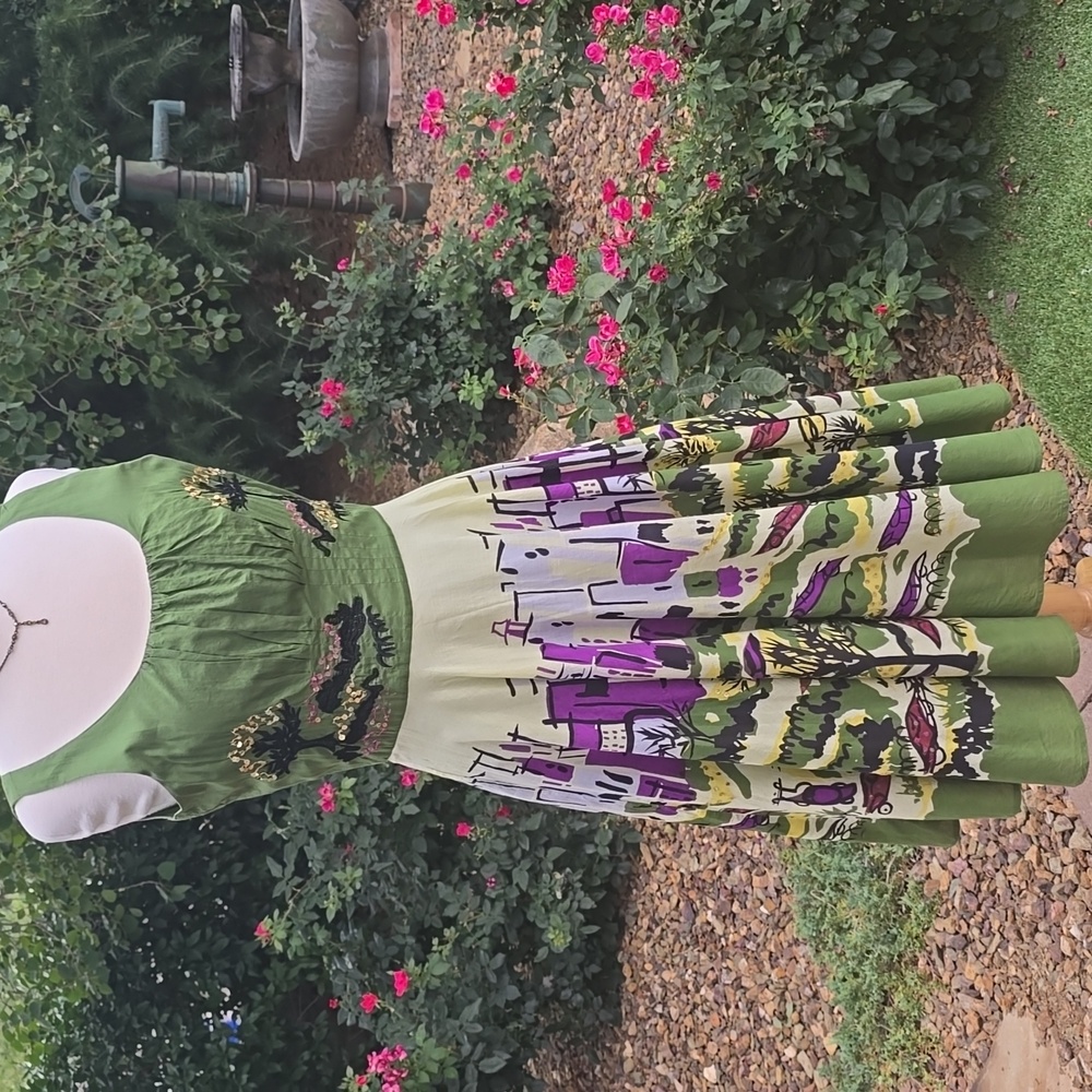 Bandolino Green Scenic Print Midi Dress